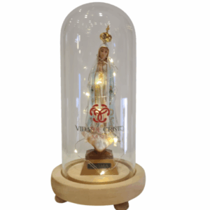 Nossa Senhora de Fátima com Redoma de Vidro e Iluminação – 20 cm