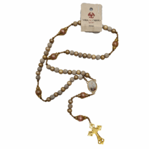 Terço de Nossa Senhora de Fátima com Contas Naturais